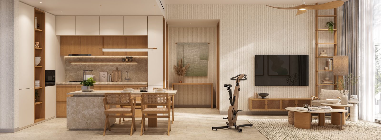 Open-plan living and kitchen